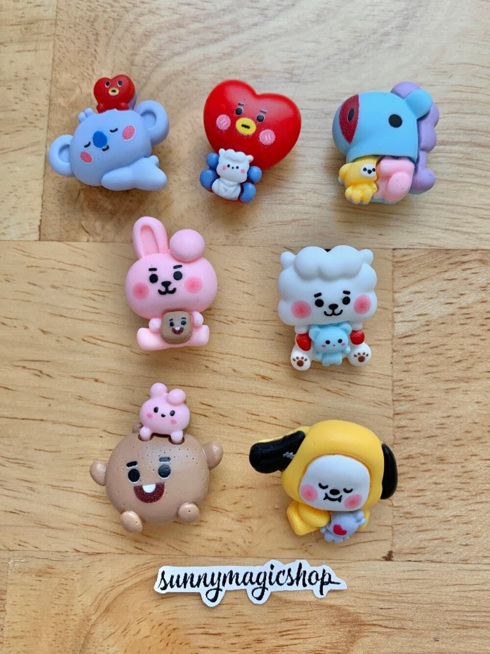 7pcs BT21 BTS Baby Line Friends Resin Shoe Charms Tata Cooky RJ Mang Koya B